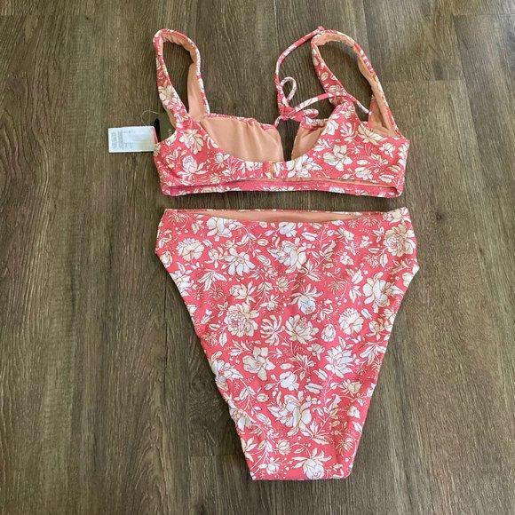 J. Crew High-rise Bikini Set Tossed Floral Dark Flamingo - Picture 8 of 10